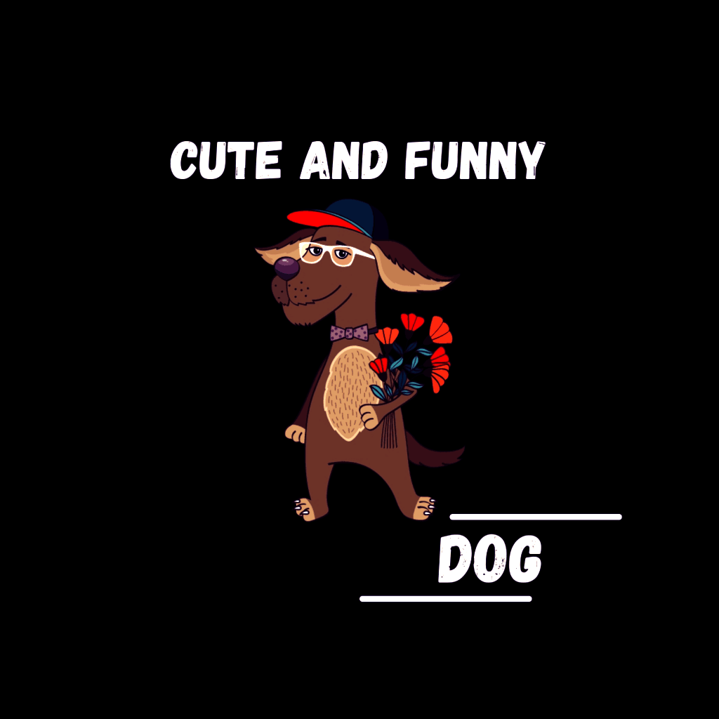 Poster chien personnalisé avec un chien mignon dans un style dessin animé au milieu de la nature